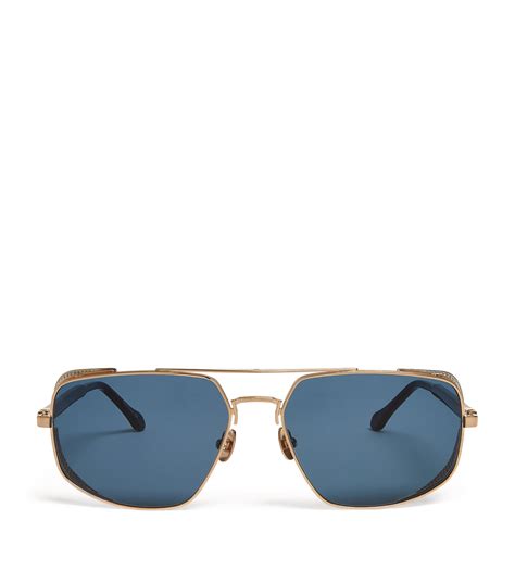 Shield Aviator Sunglasses in Gold 